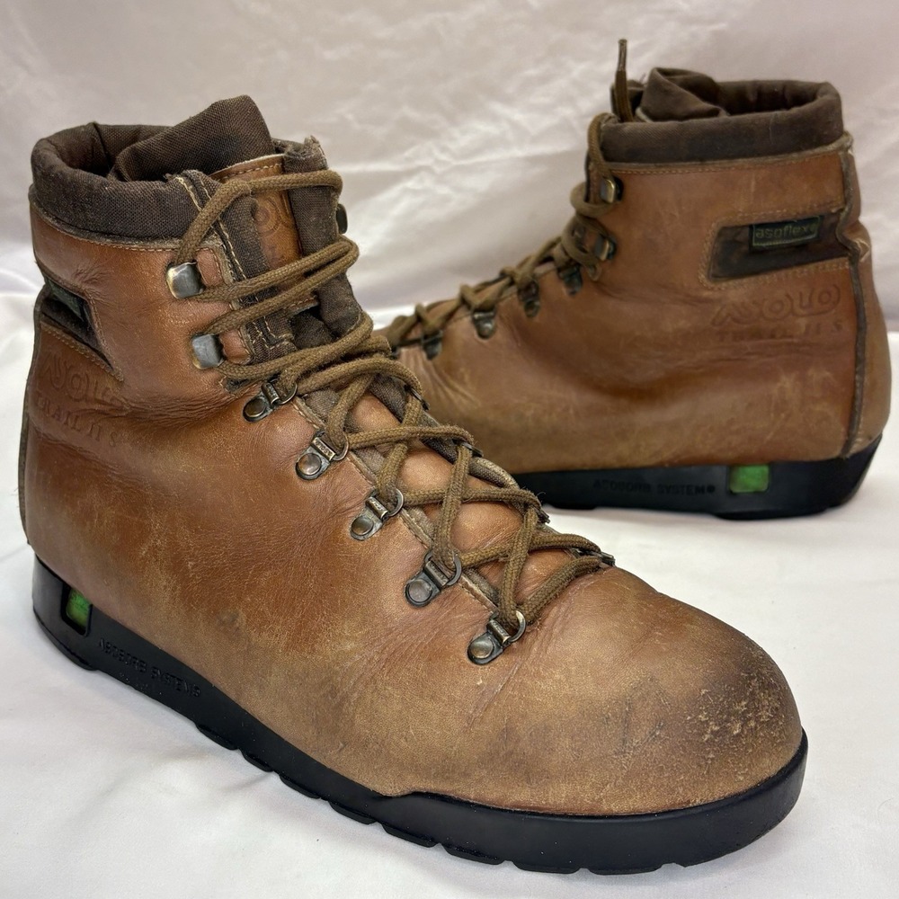 Vintage Asolo Trail II S Leather Hiking Boots Mens US 12 M Asosorb Trionic Italy